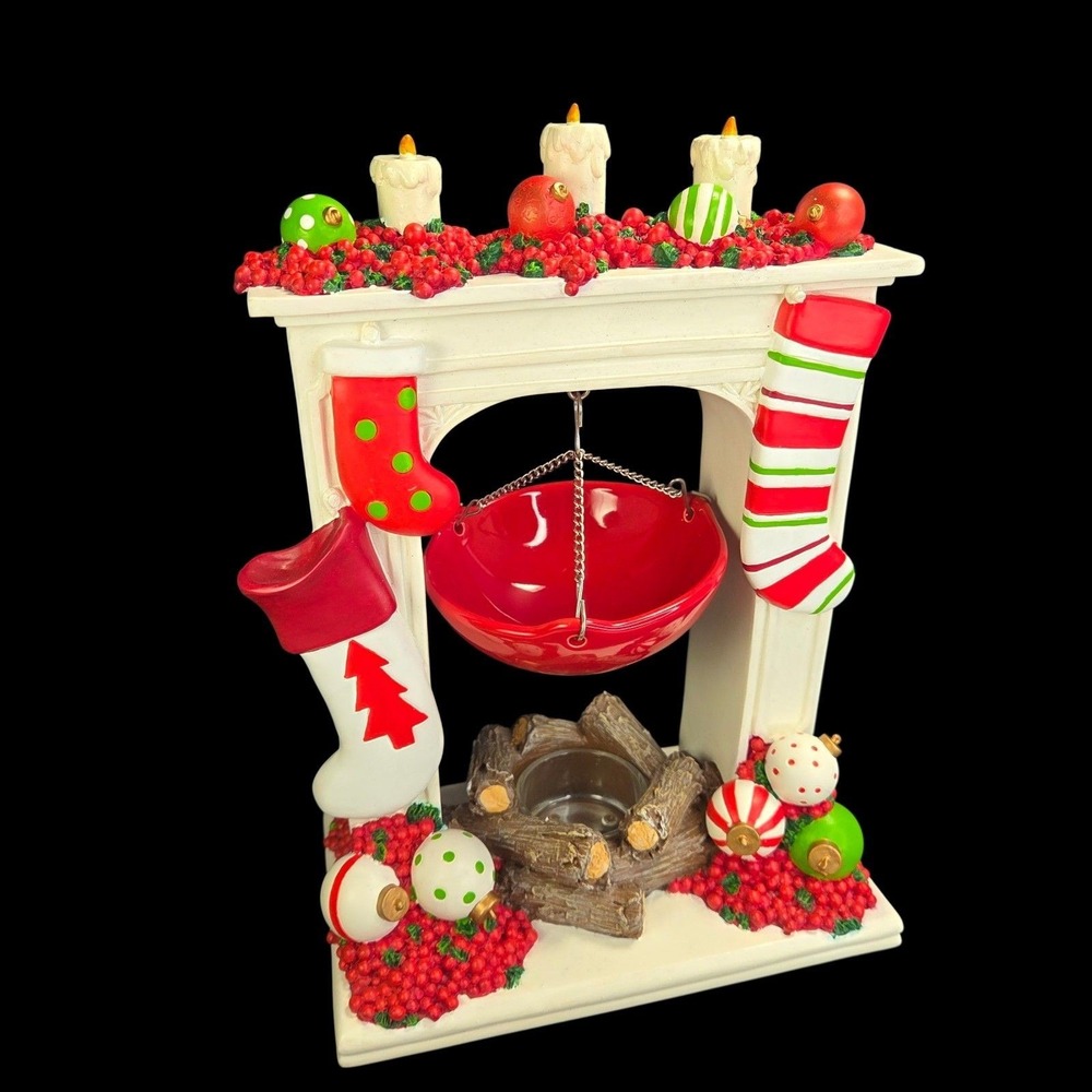 Yankee Candle Christmas Mantle Hanging Tart Wax Warmer Fireplace Stockings New